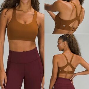 Lululemon All Powered Up Bra Copper Brown Medium Support Sports Bra 36C NWT